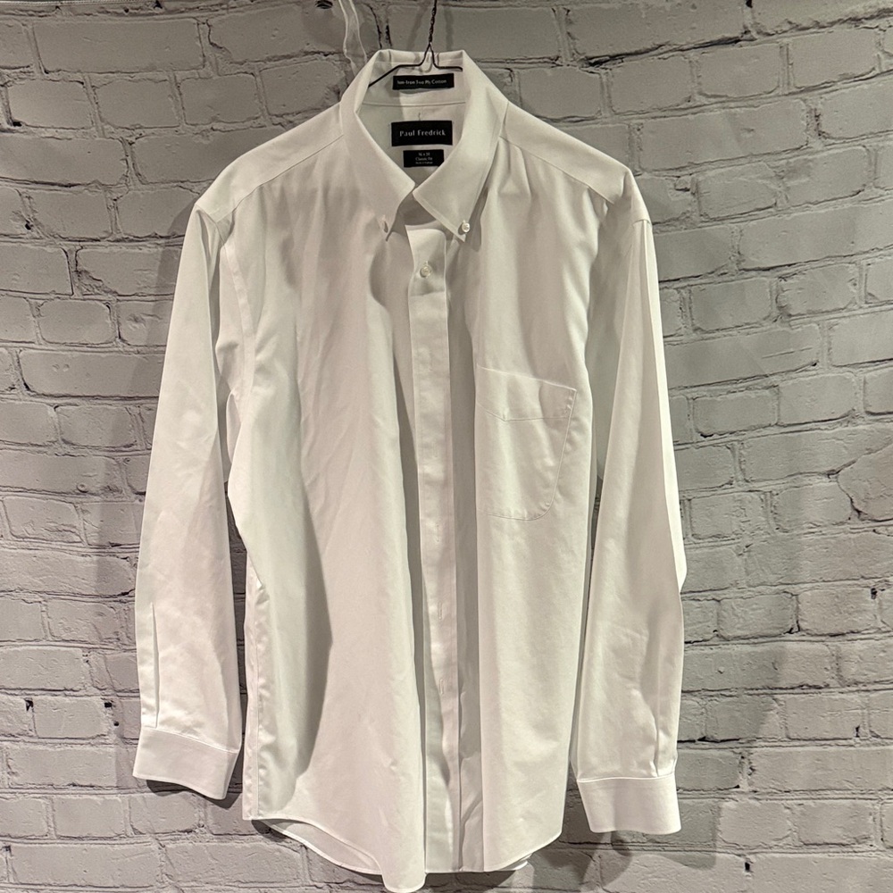 Paul Frederick Non-Iron Cotton White Button Down Collar Dress Shirt